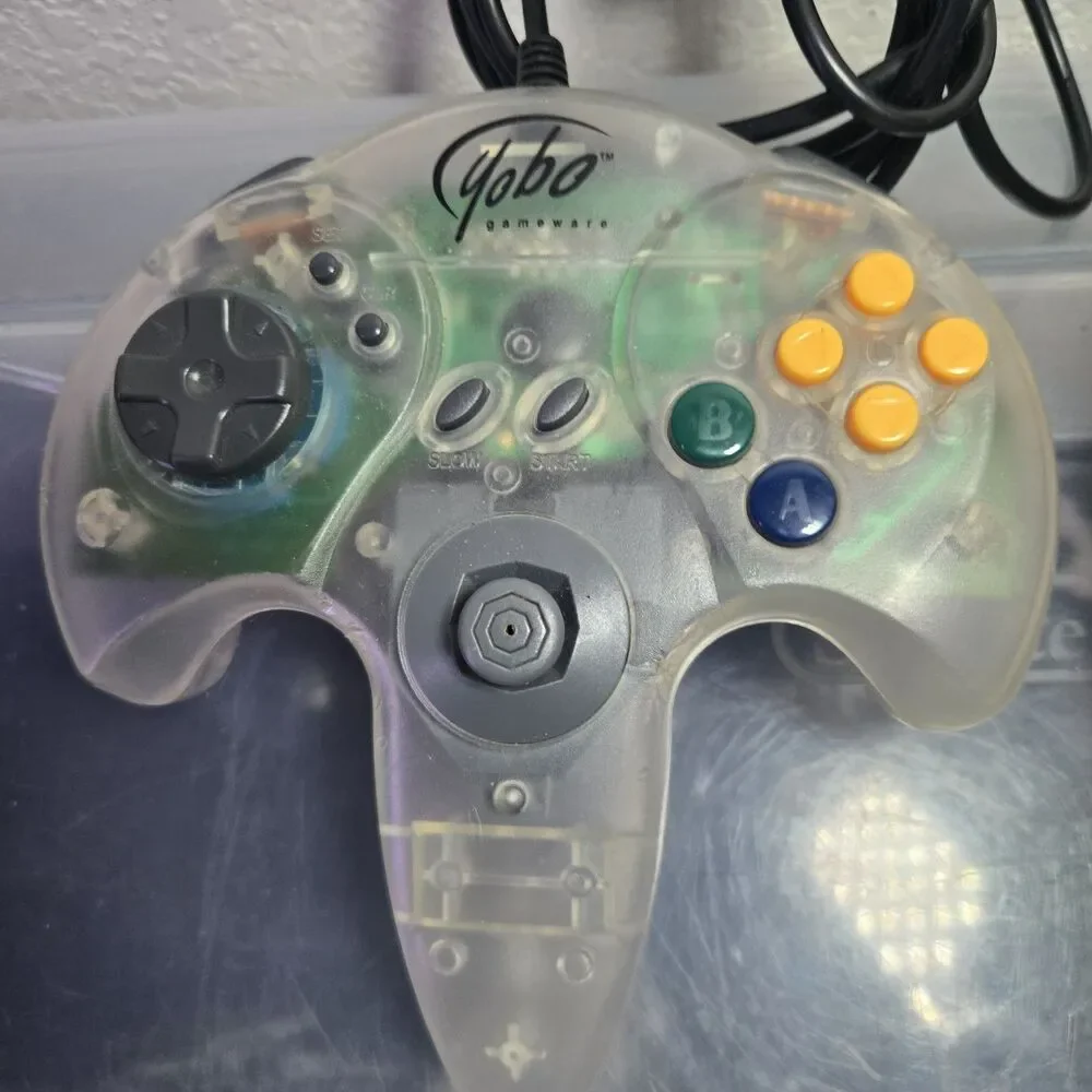 Nintendo 64 Atomic Purple OEM Controller + Yobo Clear Wired Controller Lot